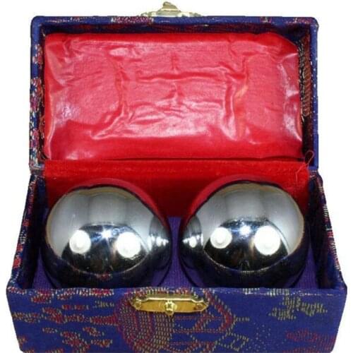 2 PCS Stress Relief Toy Finger Exercise Baoding Balls Outdoor Sport Equipment Hand Massage Balls Metal Meridian Balls