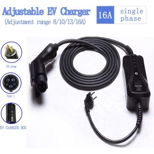 J1772 Electric Vehicle Car 16Amp Max 3.6KW US Plug To Type 1 Charger Cables with EV Box 5 Meters Long