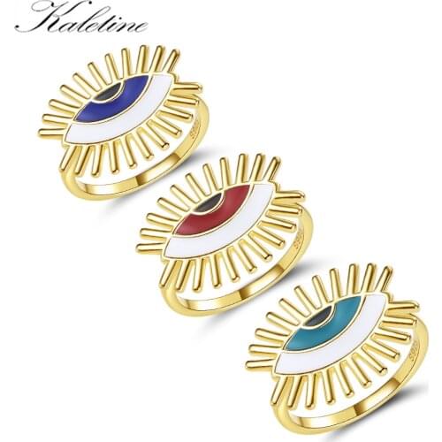 Kaletine Sun Evil Eye 925 Sterling Silver Ring Metal Oval Blue Turkish Rings For Women Men Fashion Jewelry Gifts For Women Girls