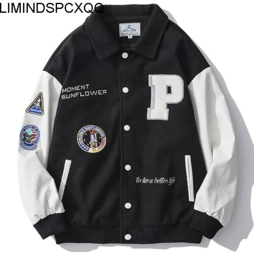 Hip Hop Jacket Mens Badge Letters Embroidery Patchwork Color Block Harajuku Streetwear Men Varsity Jacket Unisex Baseball Coats