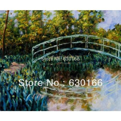 Handmade Oil Painting Canvas - The Water-Lily Pond, Water Irises by Claude Monet Painting Art Canvas