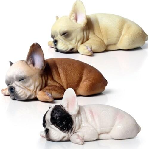 Cute French Bulldog Simulation Animal Model Sleepy Bulldog Pet Dog Toy Eco-friendly Home Decoration Gift for Kids Friends
