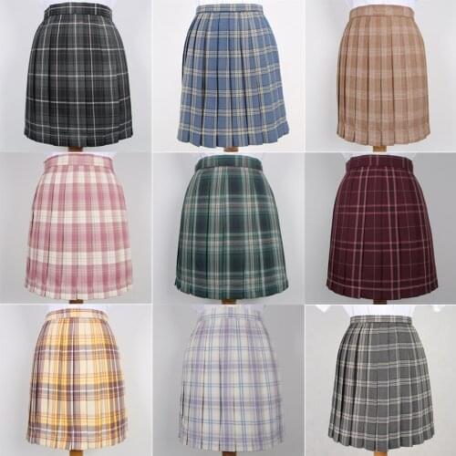 Sweet Womens Plaid Skirt JK Girl Japanese School Uniform Short Pleated A-Line Skirt Multi Colors Preppy Style3 Pink Red Brown