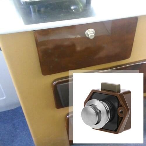 Mini Push Button Boat Mortorhome Showcase Door Catch Lock Van RV Caravans Yacht Furniture Drawer Cabinet