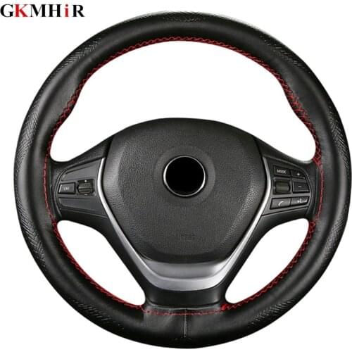 DIY Car Steering Wheel Cover Universal 38cm Genuine Leather Steering-Wheel 100% Cowhide Braid With Needles Thread