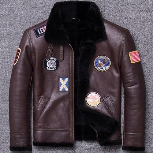 Original Ecology Thickening Locomotive Coat One Man Short Fund B3 Air Uniform Genuine Leather Clothing Vintage