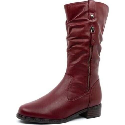 Autumn Winter New Womens Round Toe Thick Heel Mid-tube Boots Double Zipper Knight Boots Female Leather Boots Punk Shoes