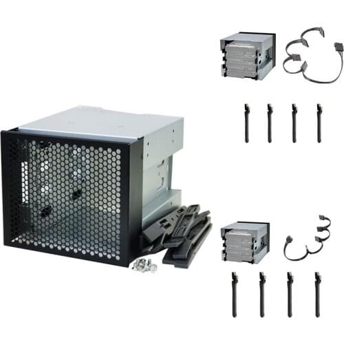 3X Optical Drive Bay to 4-Bay 3.5Inch SATA SAS HDD Cage Rack Bracket Hard Drive Tray Caddy Adapter with SATA 3.0 Cable
