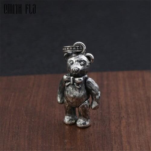 925 Sterling Silver Cute Bear Pendants for Necklace Men Vintage Unisex Jewelry for Men And Women Jewelry Best Friends Gifts