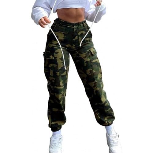 Casual Trousers Fashion Womens Slim Camouflage Trousers 2021 Fall New Style European American Camouflage Pocket Loose Overalls