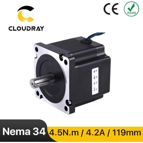 Nema 34 Stepper Motor 119mm 4.5Nm 4.2A with Brake Keyway Shaft 2 Phase Motor for CNC Laser Grind Foam Cut engraving machine
