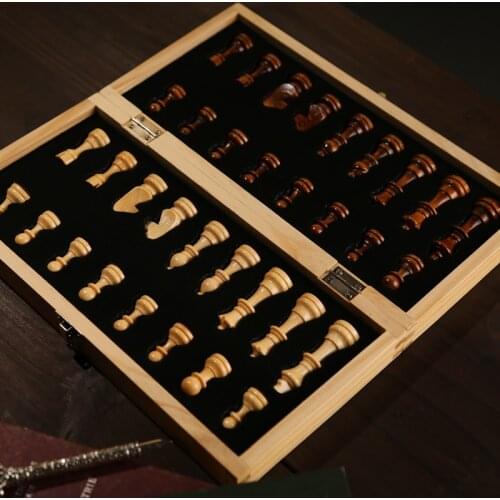 Chess Set Large Magnetic Wooden Folding Felted Game Board 39cm*39cm Interior Storage Adult Kids Gift Family Game Chess Board