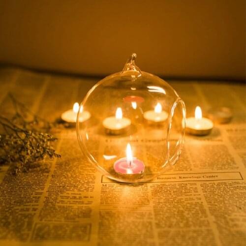 Glass Candleholder Hollow Ball Opening Hanging Interior Decoration Candle Container Crafts