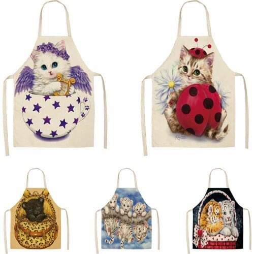 Cartoon cat dinosaur pattern goods for home kitchen Men kitchen apron aprons for women Woman kitchen apron Apron for hairdresser