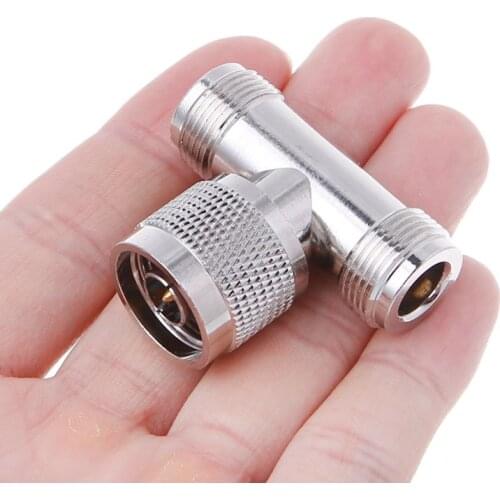 T Shape N Male To 2 N Female Triple RF Connector 3-way Coaxial Adapter