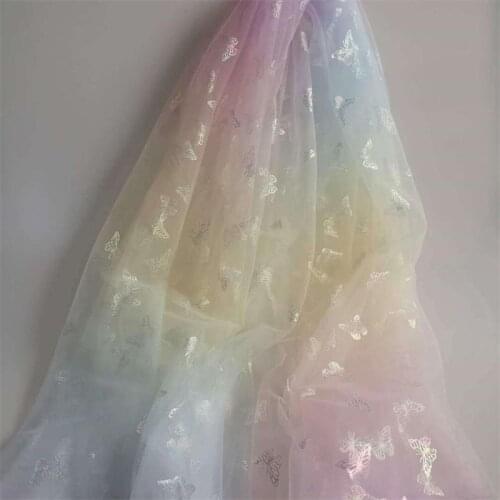 5 Yards Soft Colorful Butterfly Tulle Net Fabric Ombre tulle for DIY Sewing Bridal Veil Wedding Dress Princess Birthday Dress