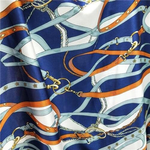 Vintage Dress Satin Chain Belt Printed Fabric Patchwork Shirt Scarf Textile Polyester