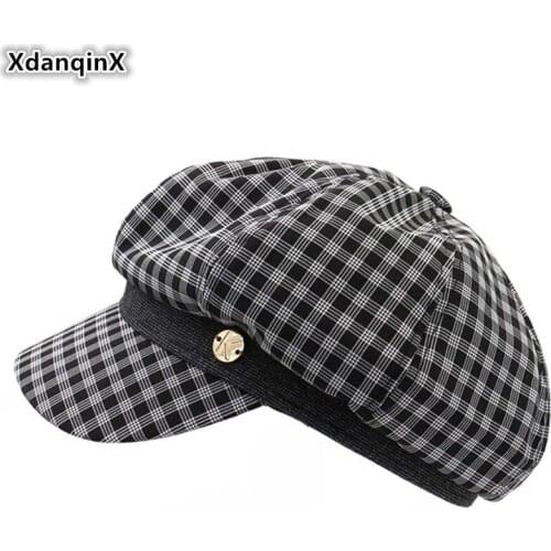 XdanqinX Elegant Delicate Adult Womens Cap Newsboy Caps Fashion British Octagonal Hat For Women Novelty Personality Hip Hop Hat