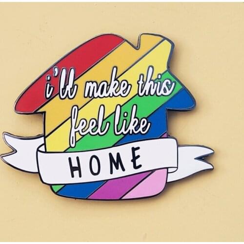 I'll Make This Feel Like Home Rainbow Brooch Pins Enamel Metal Badges Lapel Pin Brooches Jackets Fashion Jewelry Accessories