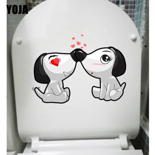 YOJA 22.6*16.3CM Dog Love Heart Wall Sticker Toilet Decal Living Room Home Decor Animal Cartoon T3-0709