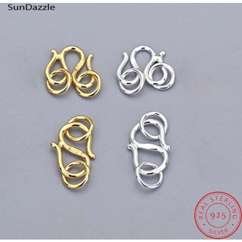 2pcs Genuine Real Pure Solid 925 Sterling Silver S Hook Fish Clasps Claw Necklace Bracelet Clasp Jewelry Making Findings