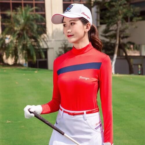 Women Long Sleeve Golf Trainning T-Shirt Sunscreen Leisure Shirt Breathable Cotton Women T Shirt Ladies Golf Sportswear D0690