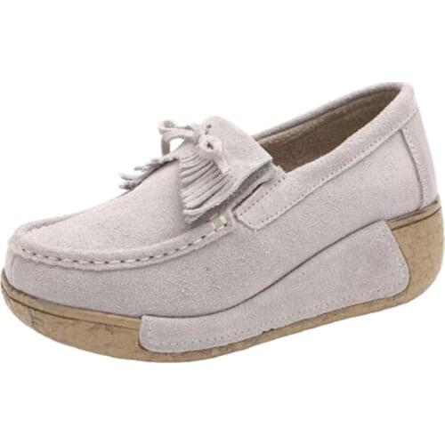 Womens Leather Lace-up Rocking Shoes Platform Height Increasing Shoes Womens Casual Pumps Breathable Wedge Sneakers 2021