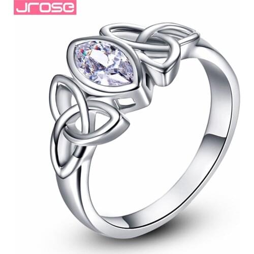 Brand JROSE Fashion Women Bridal White CZ Classic Jewelry White Gold Color Ring Size 6 7 8 9 10 Wholesale