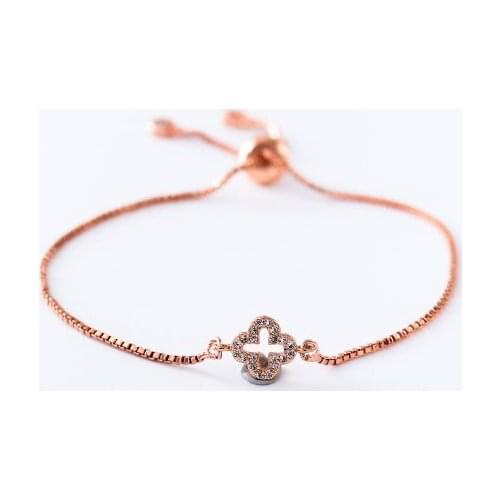 Gold silver Chain micro pave cz Zircon Cubic Zirconia bracelet rope adjusted Macrame clover Bangle dt4 Fashion Jewelry