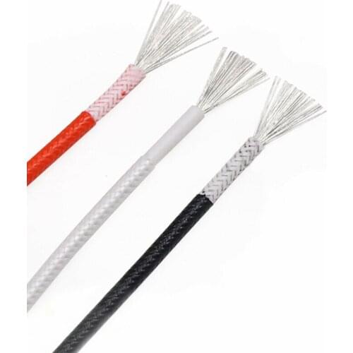 0.3mm²~6 mm² square Silicone rubber wire braided high temperature black/white glass fiber tinned copper insulation 250°C