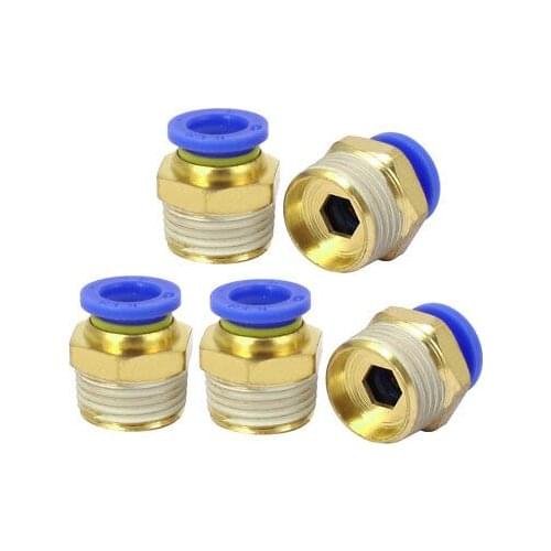 16mm Dia Male Thread Industry Pipe Tube Quick Connecting Fittings 5pcs