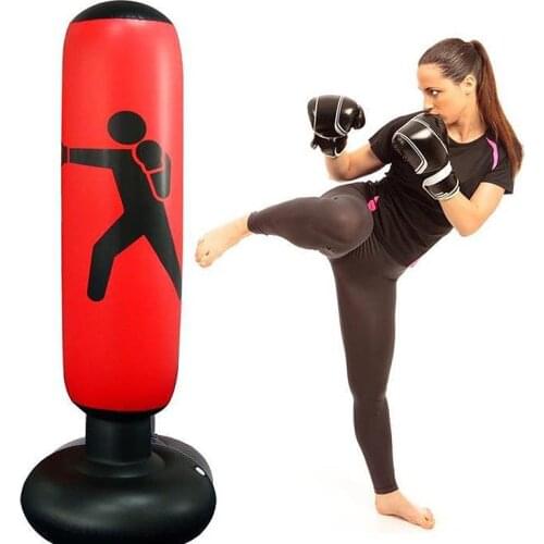 160cm Floor Standing Boxing Punching Bag Inflatable Free-Stand Tumbler Muay Thai Training Pressure Relief Bounce Back Sandbag
