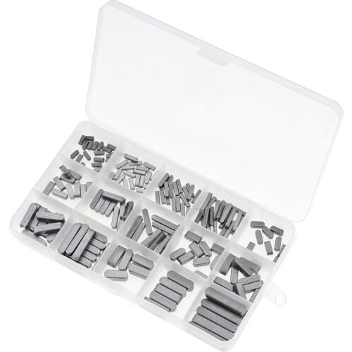 175PCS/Box 3mm 4mm 5mm 6mm Type A Round Ended Feather Key Parallel Drive Shaft Keys Set Hardware