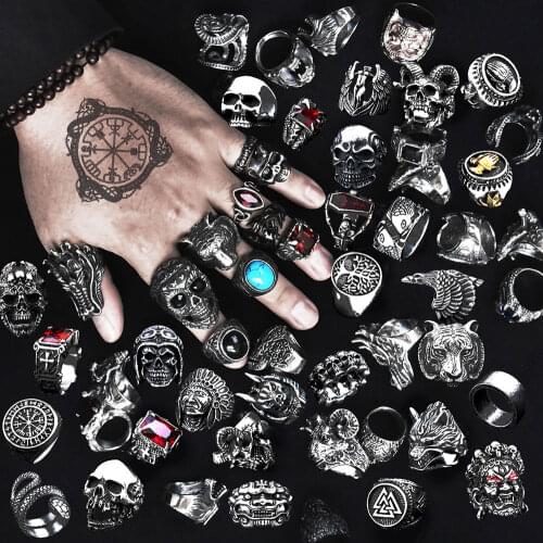 2021 Fashion Punk Rings Animal Stainless Steel Colors CZ Vintage Ring For Man Gothic Boy Mens Finger-Ring Fit Bar Night Club