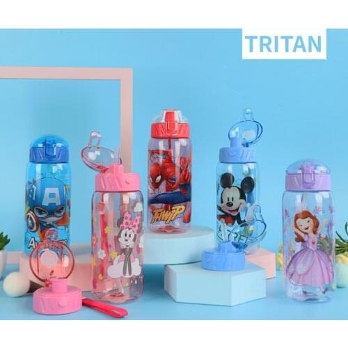 2In1 DISNEY Mickey Minnie water bottle MARVEL Baby feeding cup with straw Double lid childrens sport bottle kids birthday gift