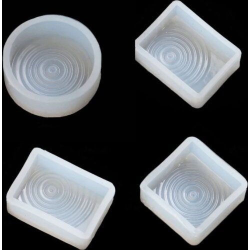 4 Pcs/Set DIY Water Ripple Clear Silicone Molds Epoxy Resin Sea Wave Necklace Pendant Casting Molds Kit Jewelry Making Tools