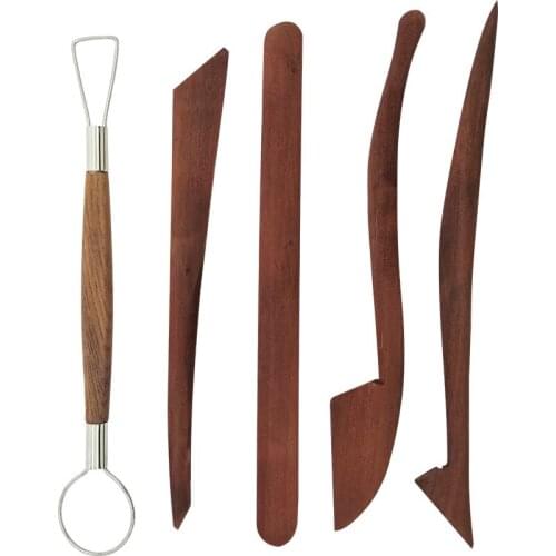 5 Pcs/Lots Pottery Tools Imitation Mahogany Clay Sculpture Hand-Made DIY Wooden Pottery Utensils Art Supplies