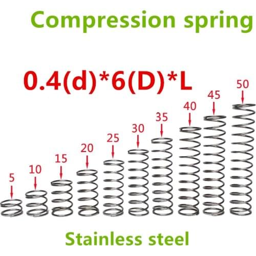 50pcs 0.4*6*(5/10/15/20/25/30/35/40/45/50) Stainless steel Series small spot spring wire compression pressure springs