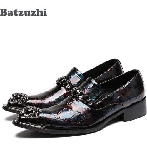 Batzuzhi Personalized Leather Mens Shoes Business Mens Pointed Shoes Slip-on Italian Style Dress Shoes for Men, EU38-46
