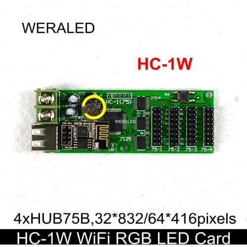 Free Shipping Top Rated Mini RGB LED Control Card HC-1W APP for Full Color Display 5pcs/lot