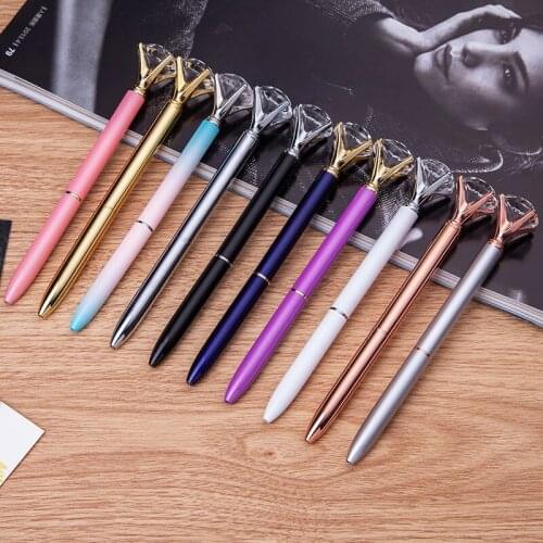 Big Diamond 3D Pen Business Office Stationery Metal Crystal Pens For Writing Creative Multicolor Ballpoint Pen Spinning