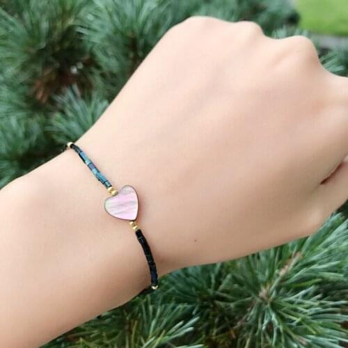 Natural Shell Charm Bracelets Pulsera Heart Bracelet Women Abalone Handmade Beads Crystal Fashion Jewelry MIYUKI Bracelet Gift