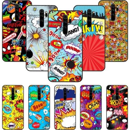 Phone Case For Xiaomi Redmi Note 8 8T 7 7A 9 9S 8A 4 5 Pro Black Cover Etui Luxury Prime Silicone Back Boom Art Comic Drawing
