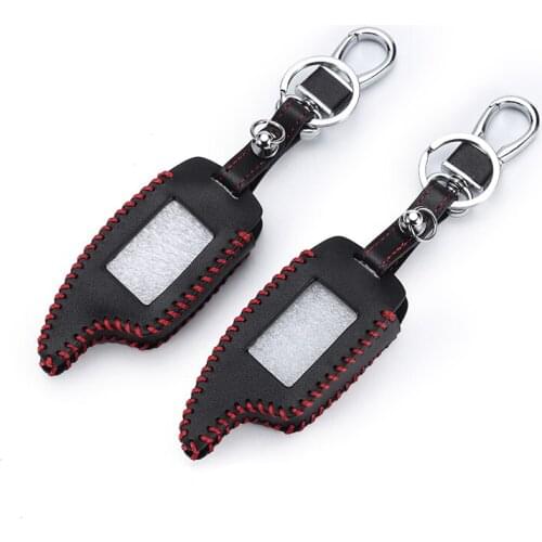 Genuine Leather Car Key Cover Skin Set for Tamarack 2-way Car Alarm Scher-Khan Magicar 5 6 Lcd Remote Control Fob Case M5 M6