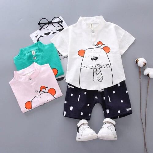 Summer Baby Clothes Children Boys Fashion Printed big bear Shirt Shorts 2Pcs/sets Toddler Casual Clothing Infant Kids Tracksuits