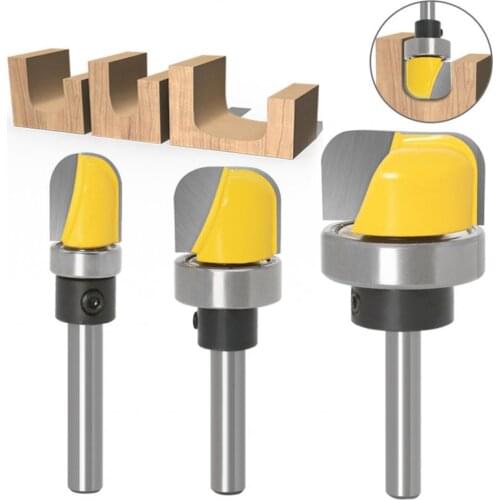 3Pcs/Set 1/4" 6mm Diameter Milling Cutter High Speed Abrasion Resistance Alloy Bottom Bowl Tray Router Bit for Wood Woodworking