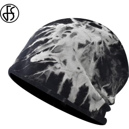 FS 2021 Tie-dye Slouchy Knit Hat Skullies Beanies For Men Women Autumn Winter Hip Hop Caps Thin Soft Bonnets Touca Masculina