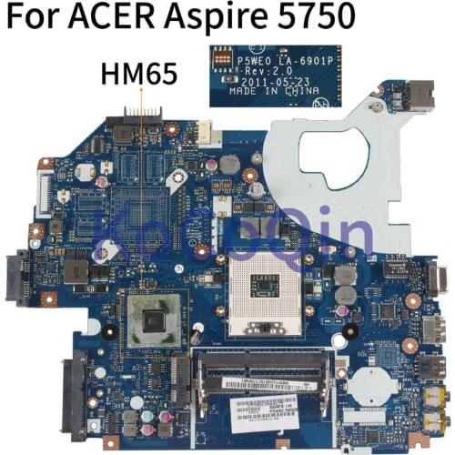 KoCoQin Laptop motherboard For ACER Aspire 5750 5750G Mainboard P5WE0 LA-6901P MBRFF02005 HM65