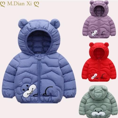 Cute Cartoon Baby Girl Jacket Children Boy Cotton Coat Jacket with Ear Cap Spring Girl Clothes Mickey Boy Kids Jacket