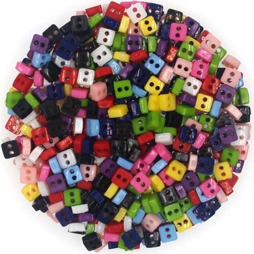 100PCs Resin Mini Buttons 2 holes Square Minxed Button Latest Design Scrapbooking Sewing Accessories Craft JS8002 6mm